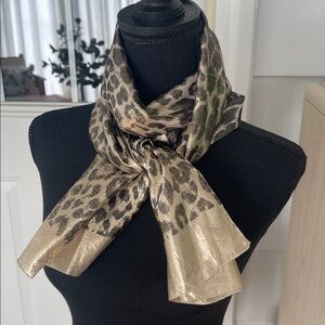 Amanda Smith Made in Italy  Metallic Leopard Print Scarf